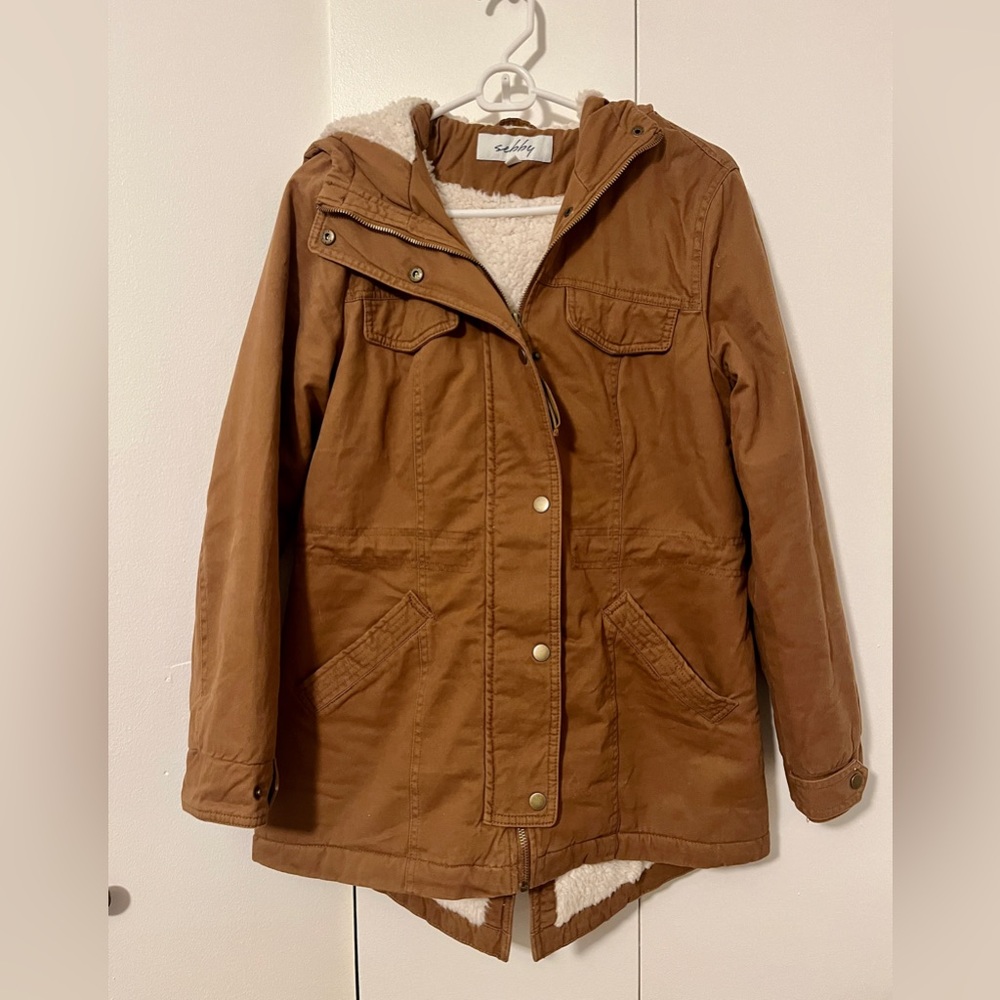 Juniors’ Sebby Sherpa-lined Twill Anorak Jacket